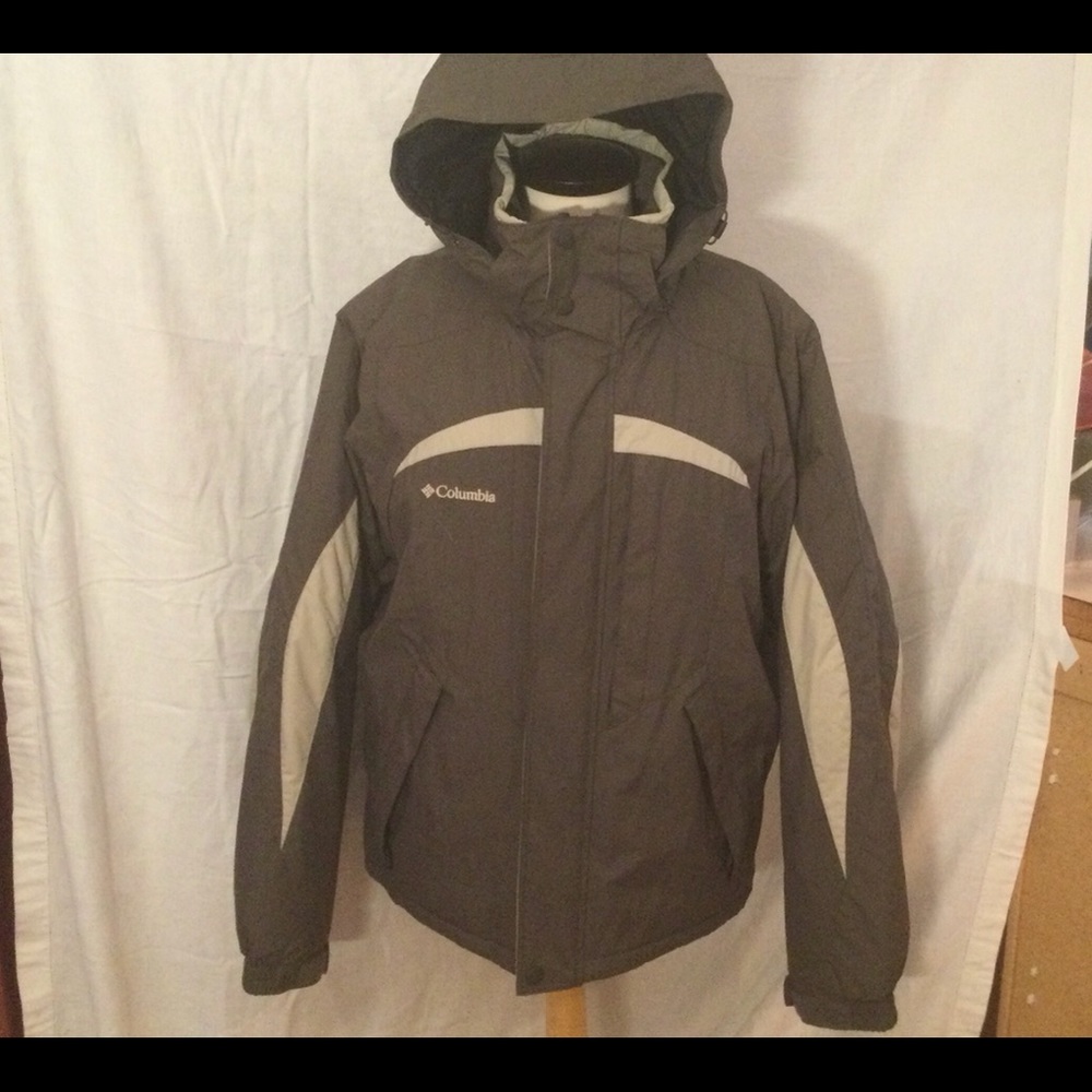 COLUMBIA JACKET Men’s M WATERPROOF w/hood DK GRAY